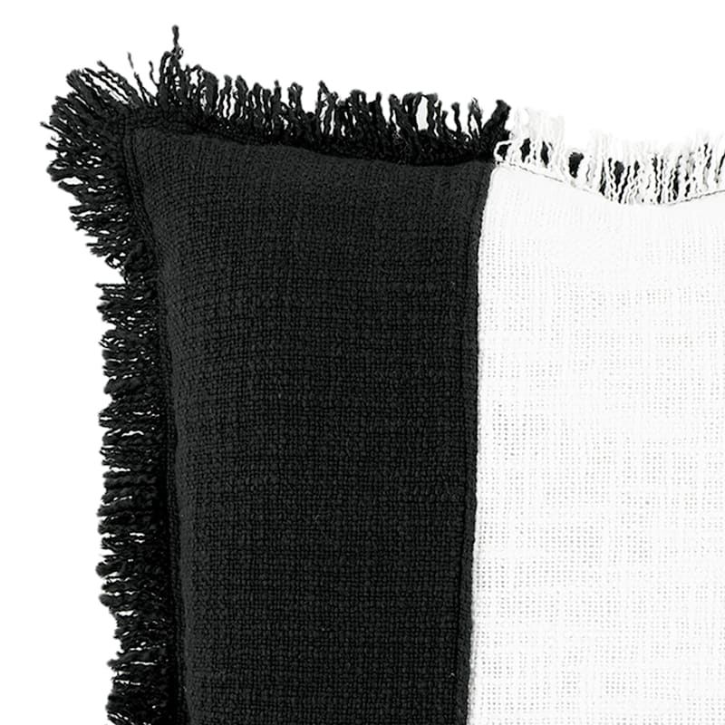 Black & White Block Striped Throw Pillow, 18"