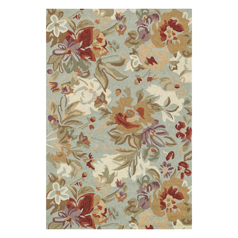 (A31) Summerton Floral Hooked Area Rug, 5x7