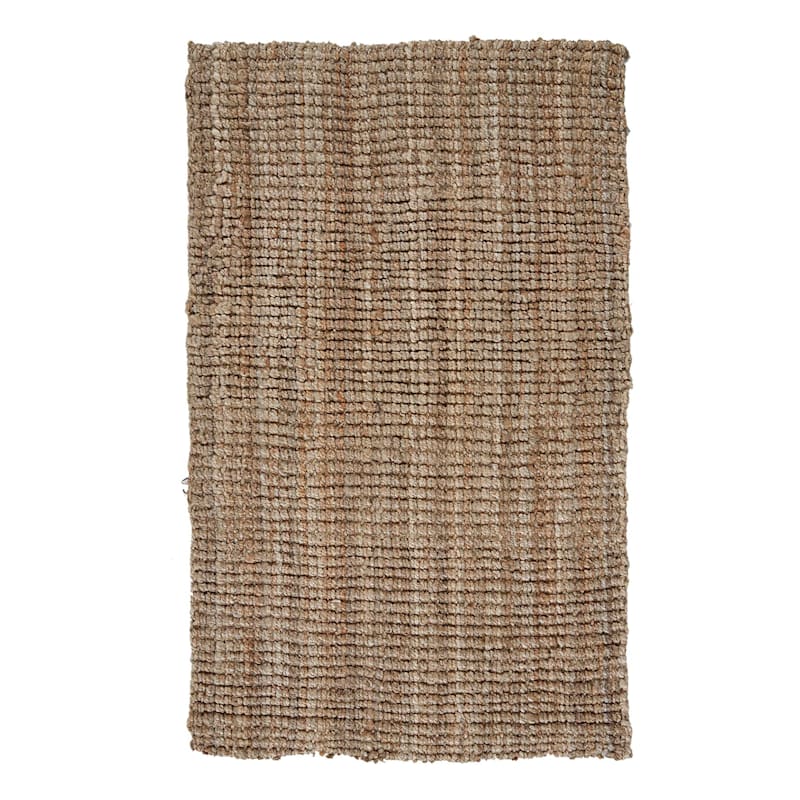 (B181) Honeybloom Jute Boucle Woven Accent Rug, 3x5