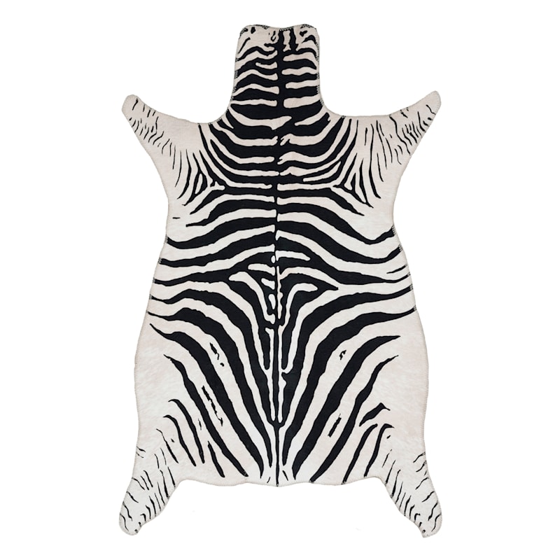 White & Black Zebra Accent Rug, 3x5