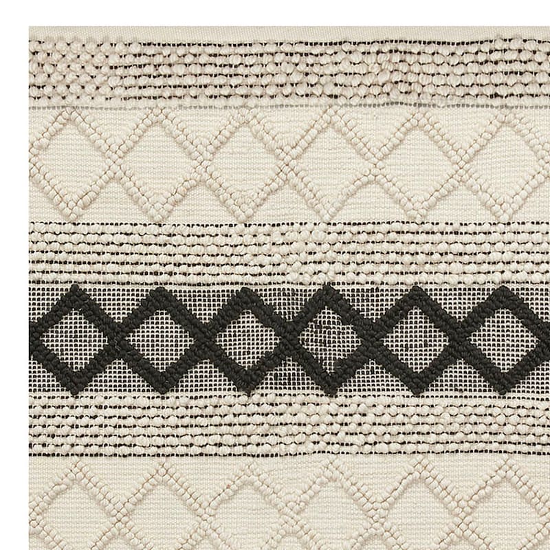 (B673) Found & Fable Noah Black & White Woven Accent Rug, 3x5