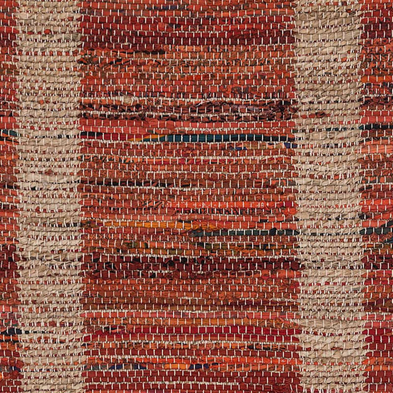 (B314) Henning Hand Woven Cotton Blend Red Chindi Area Rug, 3x5