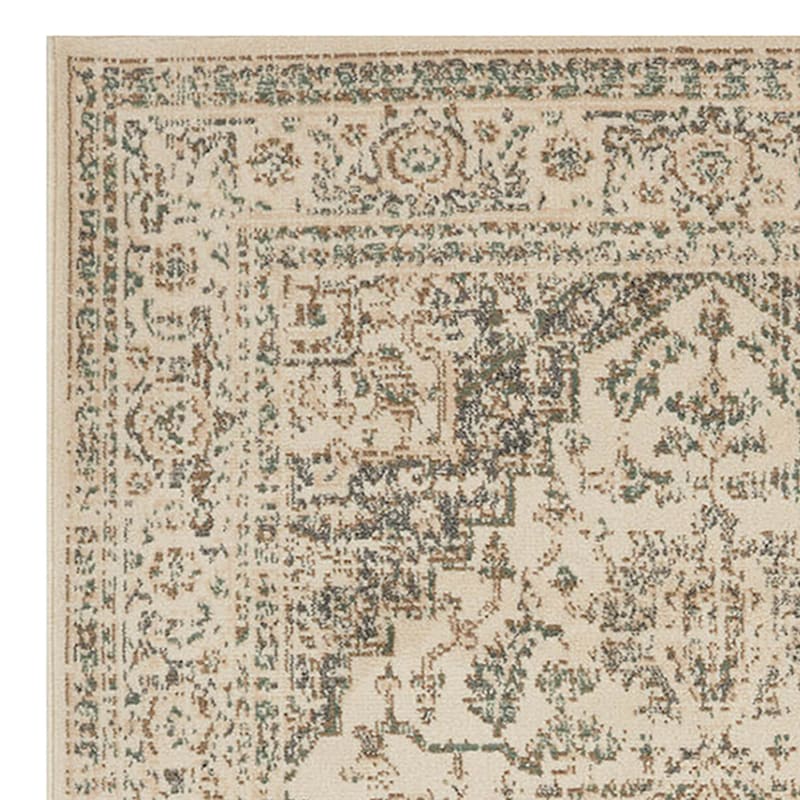 (D385) Norwich Medallion Ivory Area Rug, 7x9