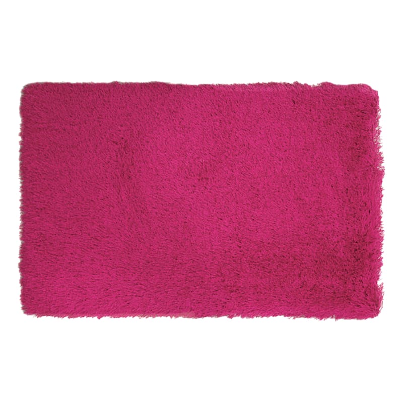 Bright Pink Long Pile Shag Accent Rug, 2x4
