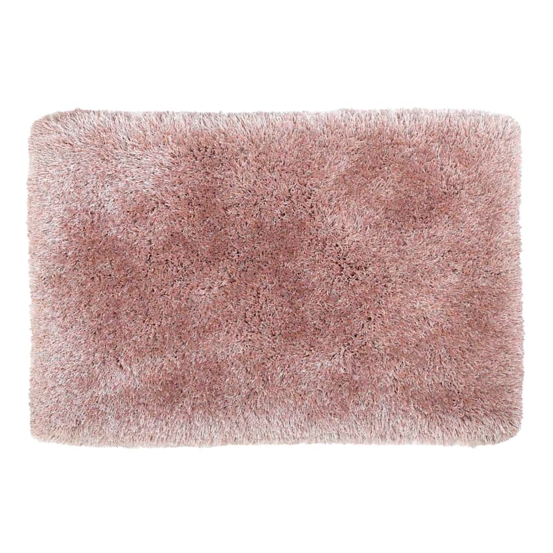 Mixed Silver & Pink Long Pile Shag Accent Rug, 2x4