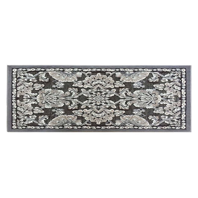 Arrington Floral Damask Gray High & Low Accent Rug, 2x5