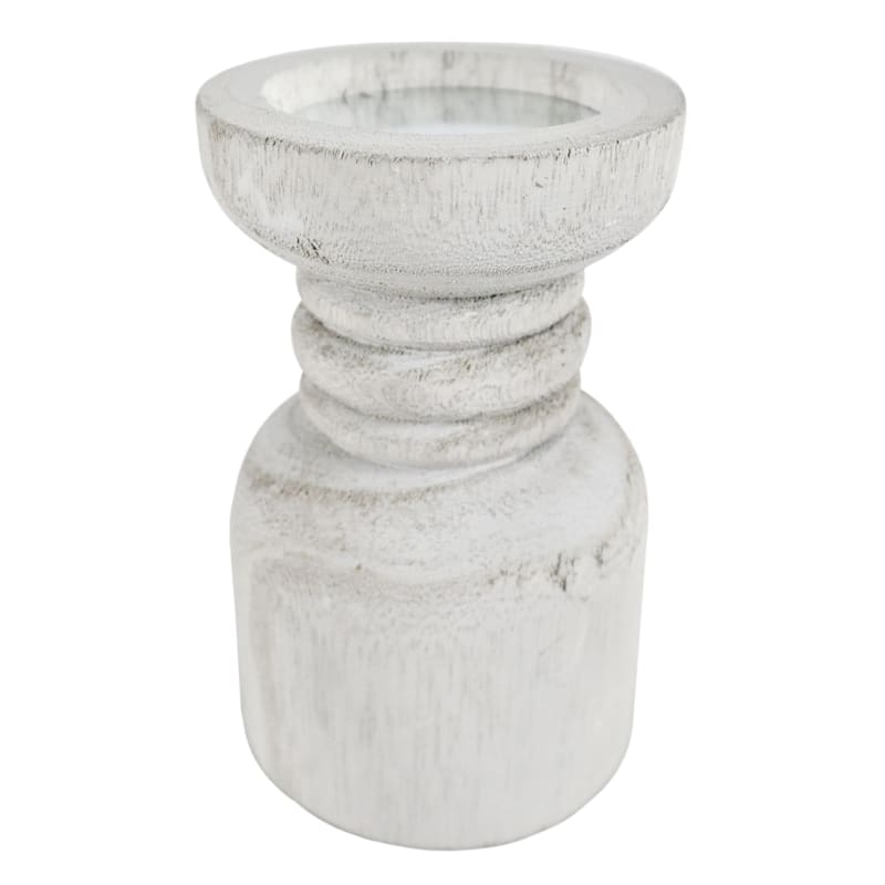 Ty Pennington Bleached Wood Candle Holder, 7"