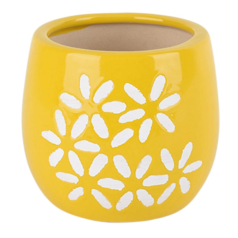 Tracey Boyd Yellow Ceramic Flowerpot, 4"