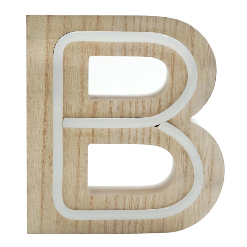 6X6 Wood Led Monogram B | At Home