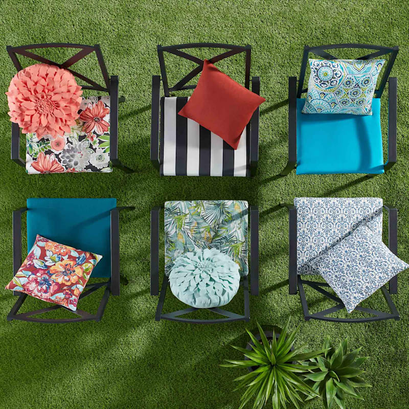 Tamani Black Floral Outdoor Square Seat Cushion