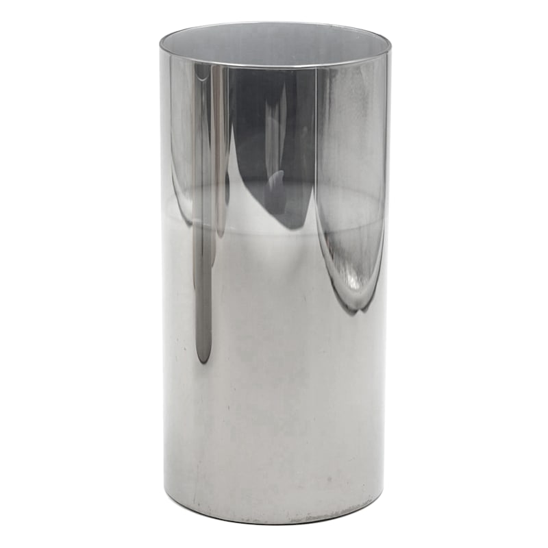 Honeybloom Smoked Grey Glass LED Pillar Candle, 4x8