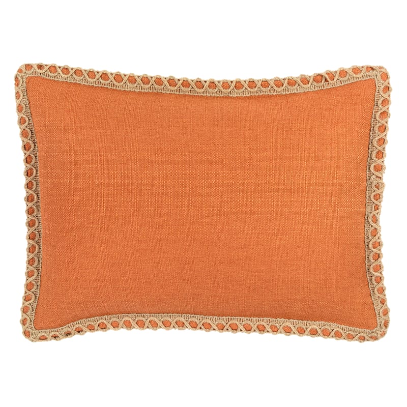 Dynasty Tangerine Oblong Throw Pillow with Jute Trim, 15x20