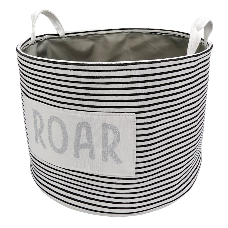 Black Roar Striped Round Storage Bin, Small