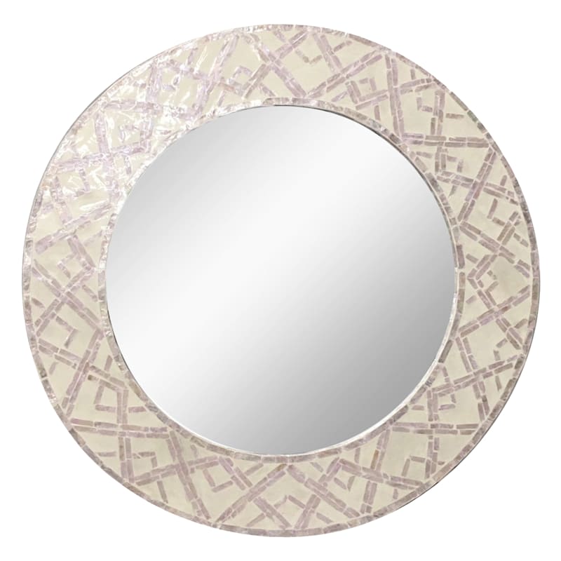 Grace Mitchell Pink Framed Round Wall Mirror, 30"
