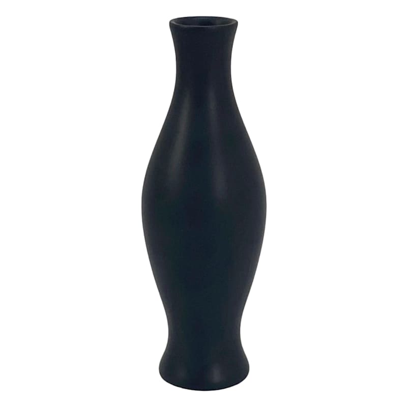 Black Ceramic Vase, 7"