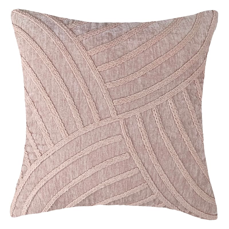 Pinky Wave Patterned Chenille Throw Pillow, 18"