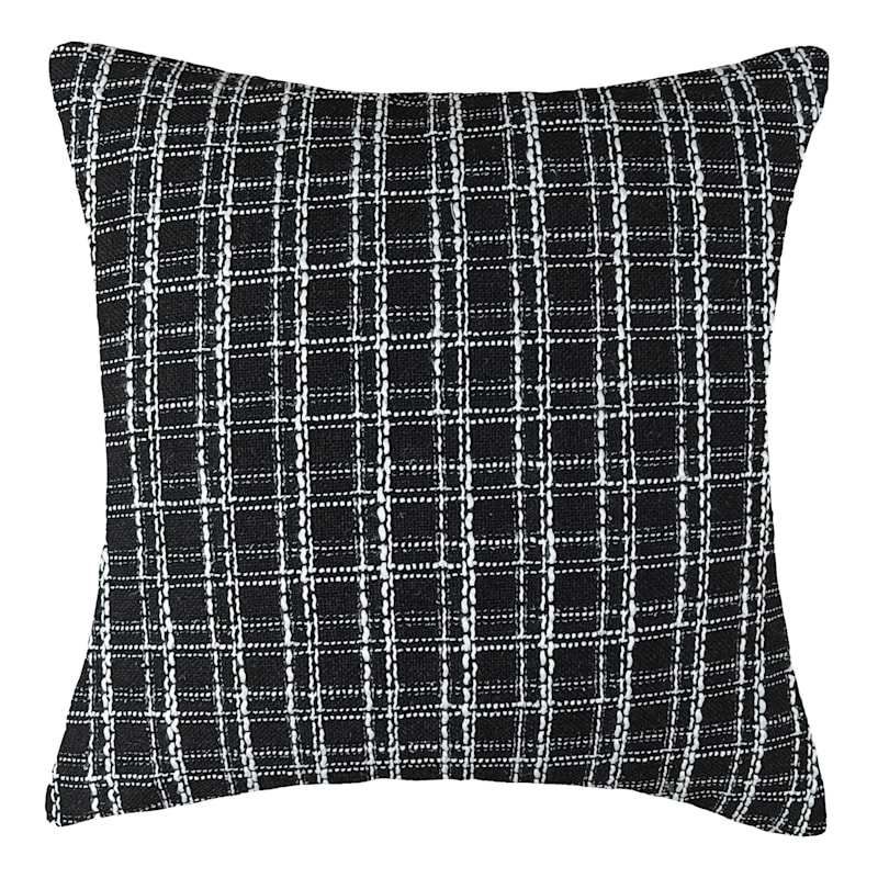 Black and white store plaid throw pillows