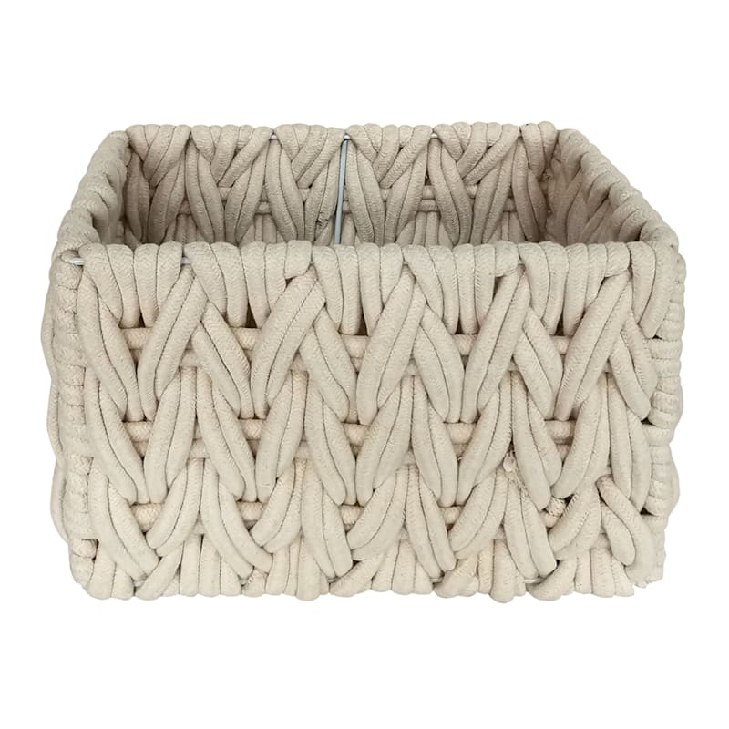 40 23 Monbedos Simple Style Cotton Rope Braided Storage Basket Multifunctional Household Storage Basket 21cm grey 