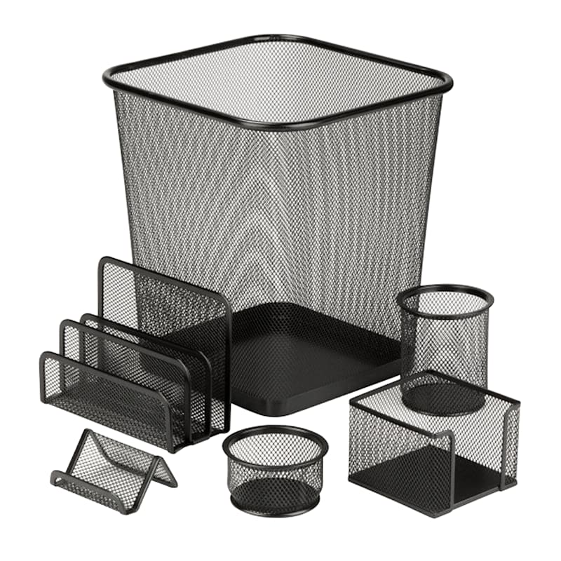 6 Piece Steel Mesh Office Desk Set Blk At Home