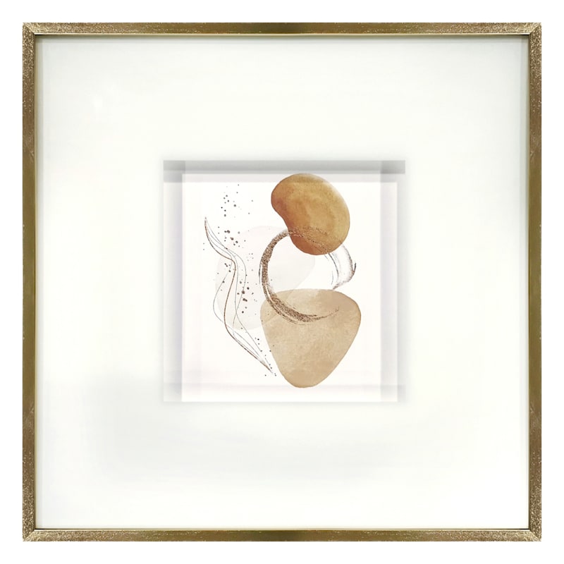 Glass Framed Abstract Print Wall Art, 16"