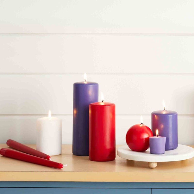 Red Unscented Overdip Pillar Candle, 8"