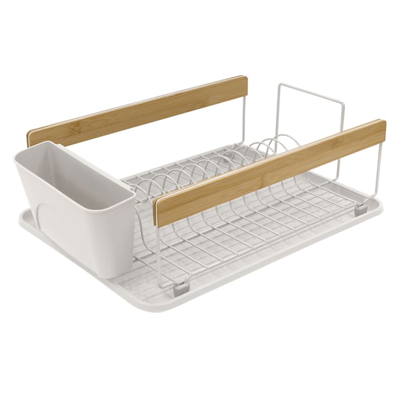 White Dishrack with Bamboo Sides