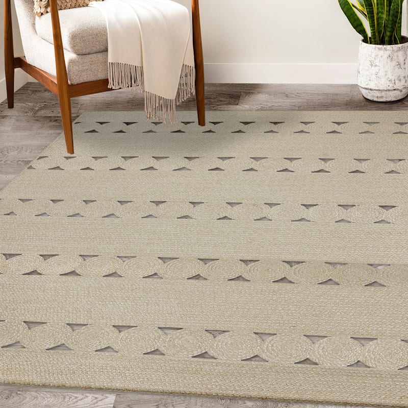 (D516) Tracey Boyd Ivory Braided Area Rug, 8x10 At Home