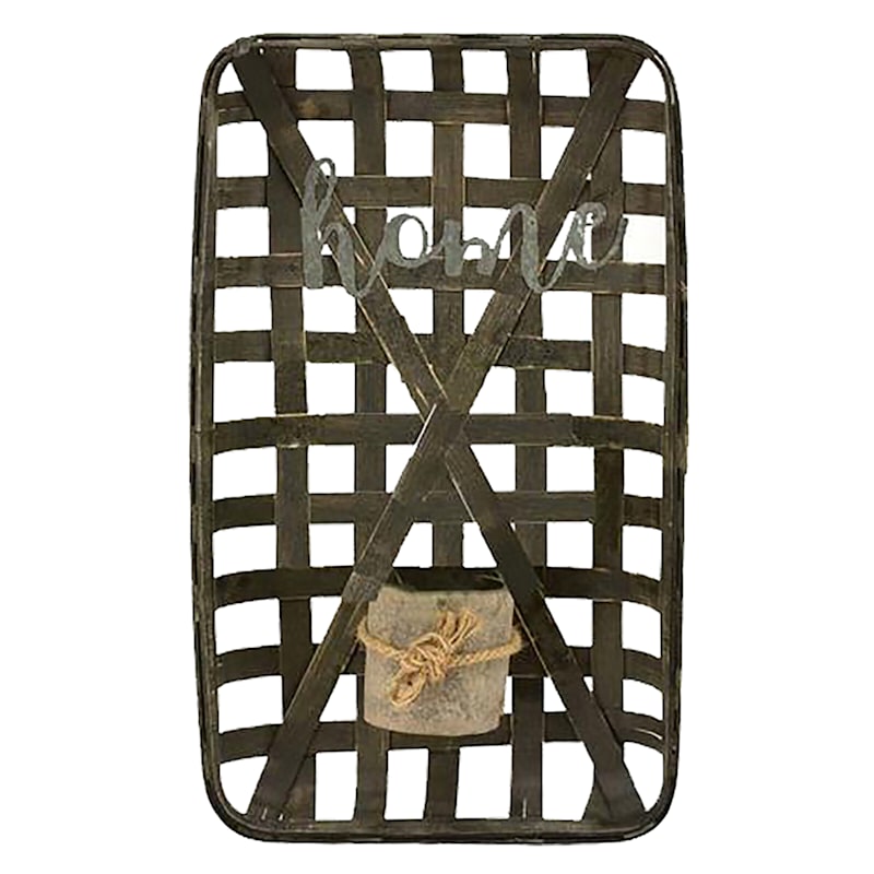 “Home” Metal/Wood Basket Wall Decor