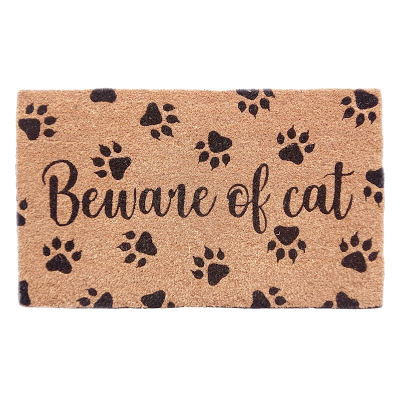 Beware of Cat Coir Doormat, 18x30