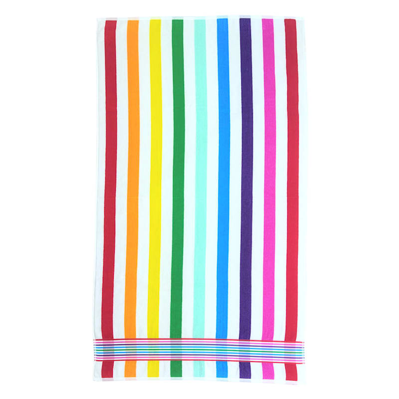 Cabana Rainbow Striped Beach Towel, 34x63