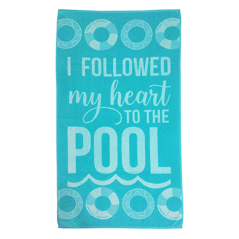 Blue Pool Love Beach Towel, 34x63