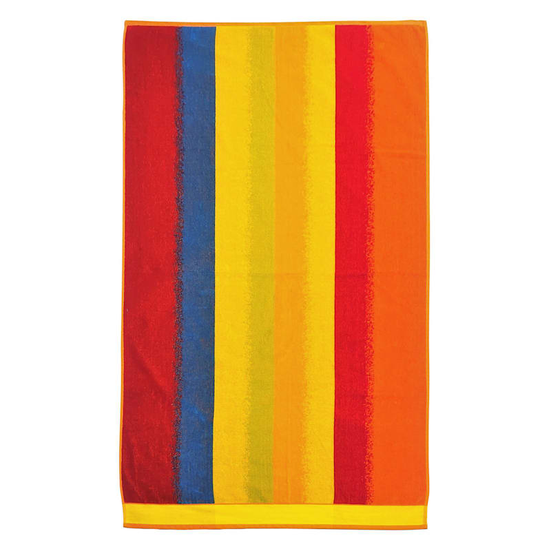 Multicolor Rainbow Striped Beach Towel, 34x63