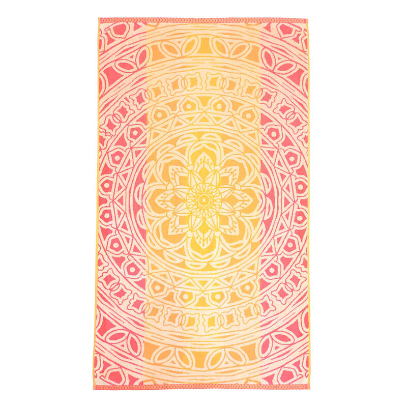 Coral & Yellow Bliss Beach Towel, 34x63
