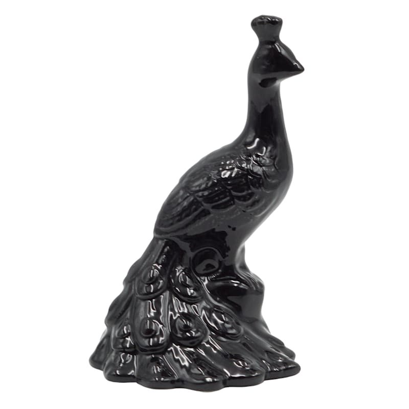 Black Ceramic Peacock Decor, 4x7