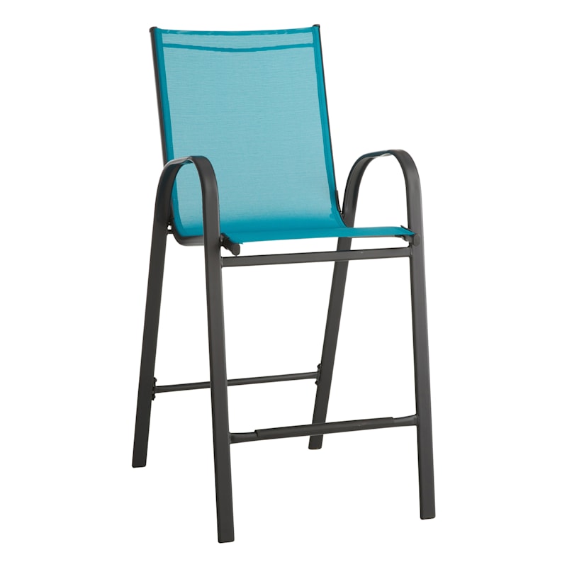 Stackable Teal Sling Patio Barstool