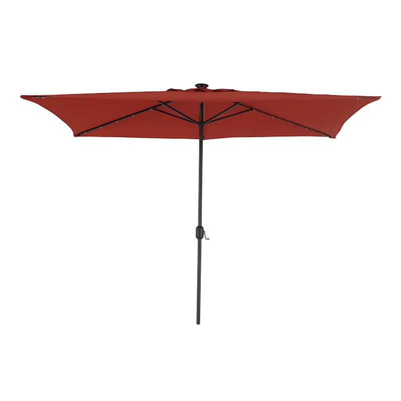 Red Rectangle Outdoor LED Aluminum Umbrella, 6.5x10