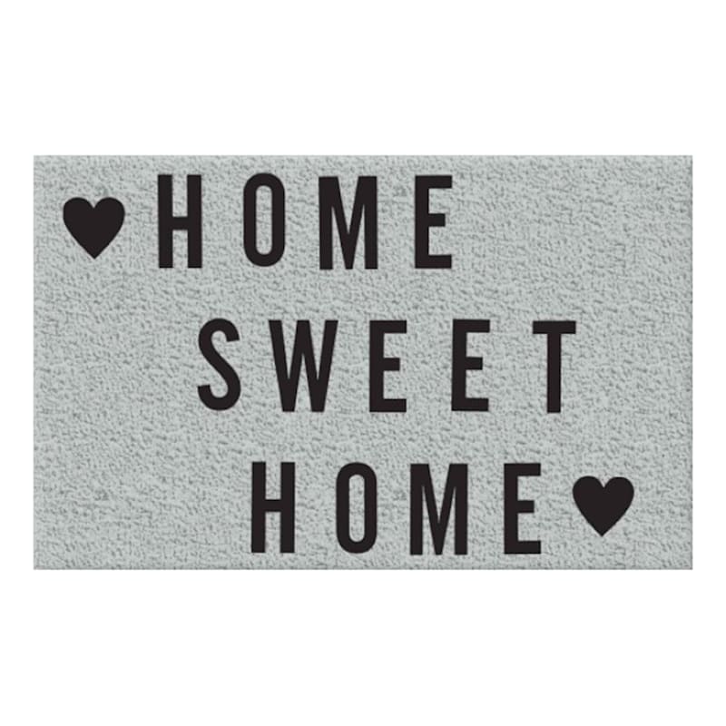 Laila Ali Home Sweet Home Gray & Black Coir Doormat, 18x30