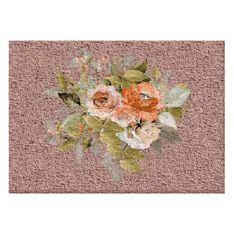 Center Floral Bouquet Blush Coir Doormat, 18x30
