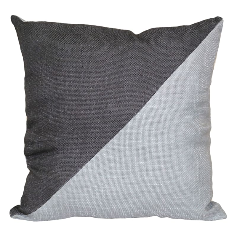 Laila Ali Black & Grey Color Block Outdoor Throw Pillow, 18"