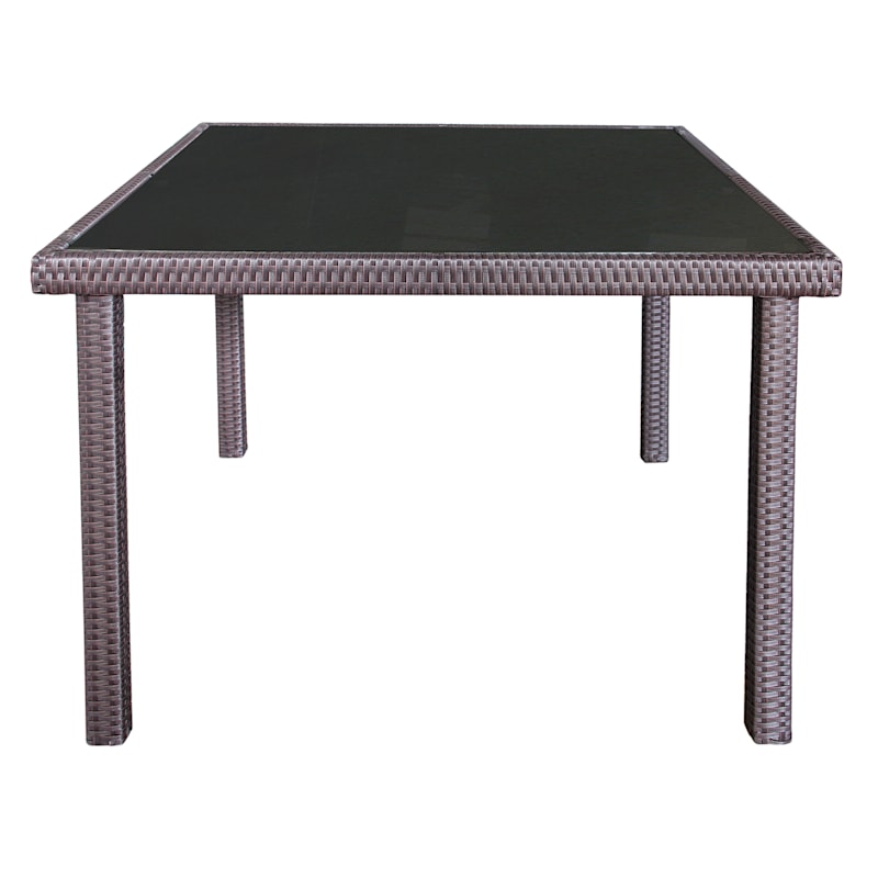 Smoke GlassTop Outdoor Wicker Table, 42"