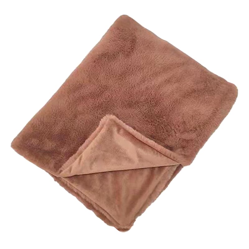 Rust Faux Fur Throw Blanket, 50x60