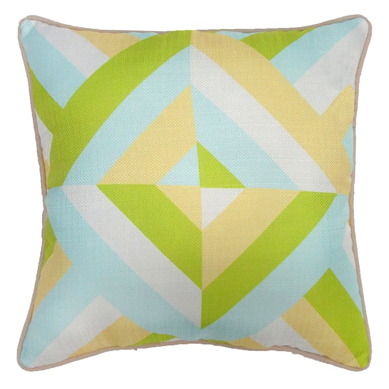 Ray Green & Yellow Geo Outdoor Throw Pillow, 17"