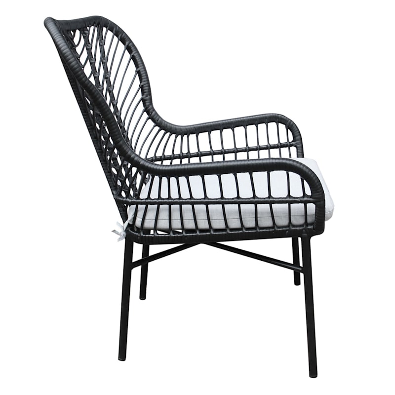 Laila Ali Modern Black Wicker Outdoor Chair with Cushion