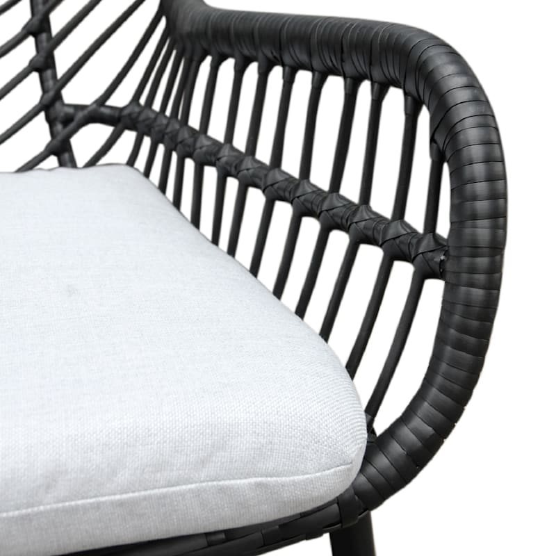 Laila Ali Modern Black Wicker Outdoor Chair with Cushion