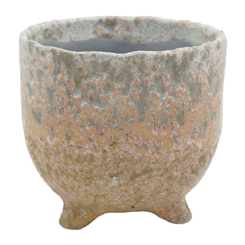 Indoor Ivory Footed Ceramic Pot, 4"