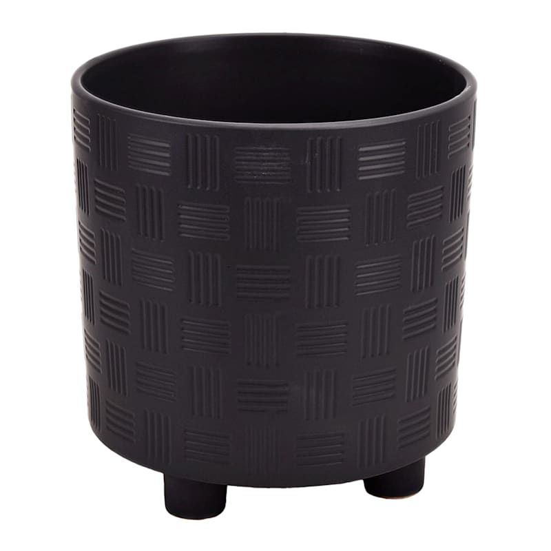 Indoor Mod Black Footed Ceramic Pot, 11"