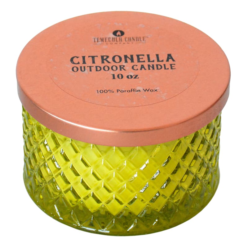 3-Wick Yellow Glass Citronella Jar Candle, 10oz
