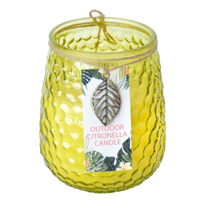 2-Wick Yellow Glass Citronella Jar Candle, 16oz