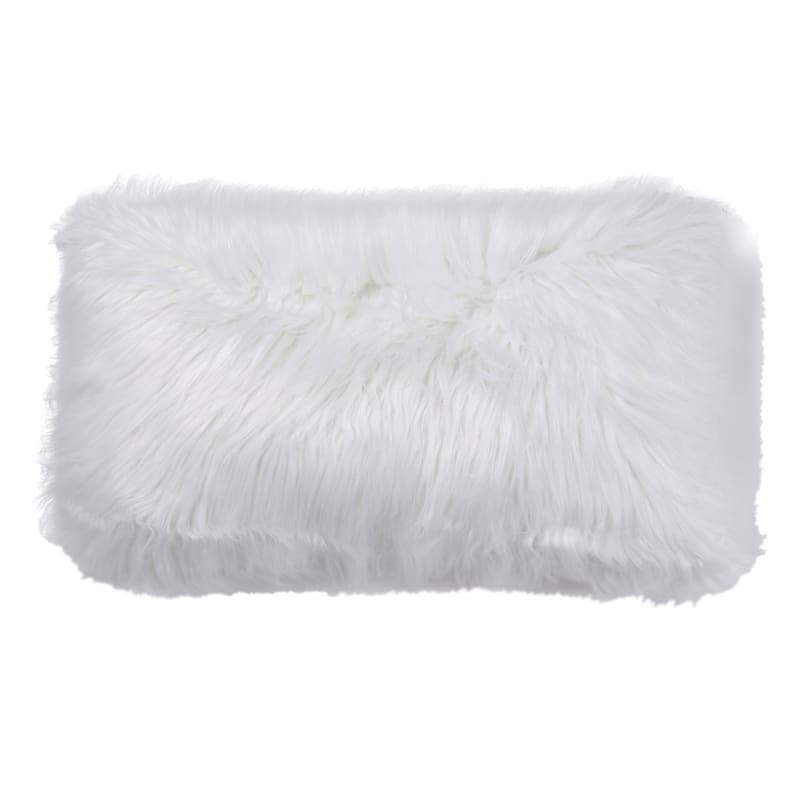 at Home Luca White Faux Fur Throw Pillow, 18