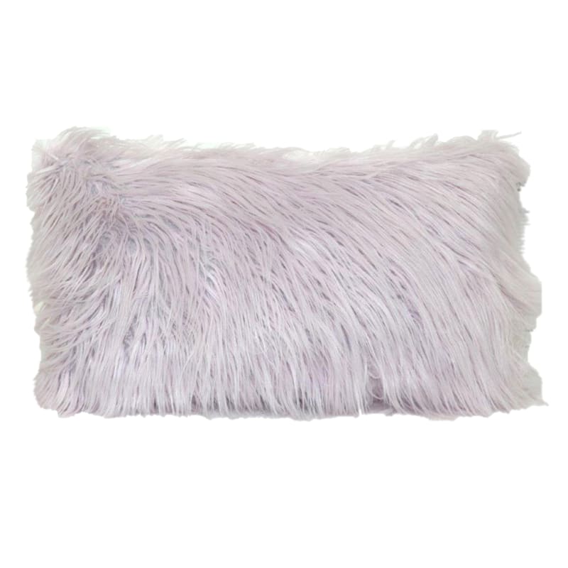 Lilac Angora Faux Fur Throw Pillow, 14x24